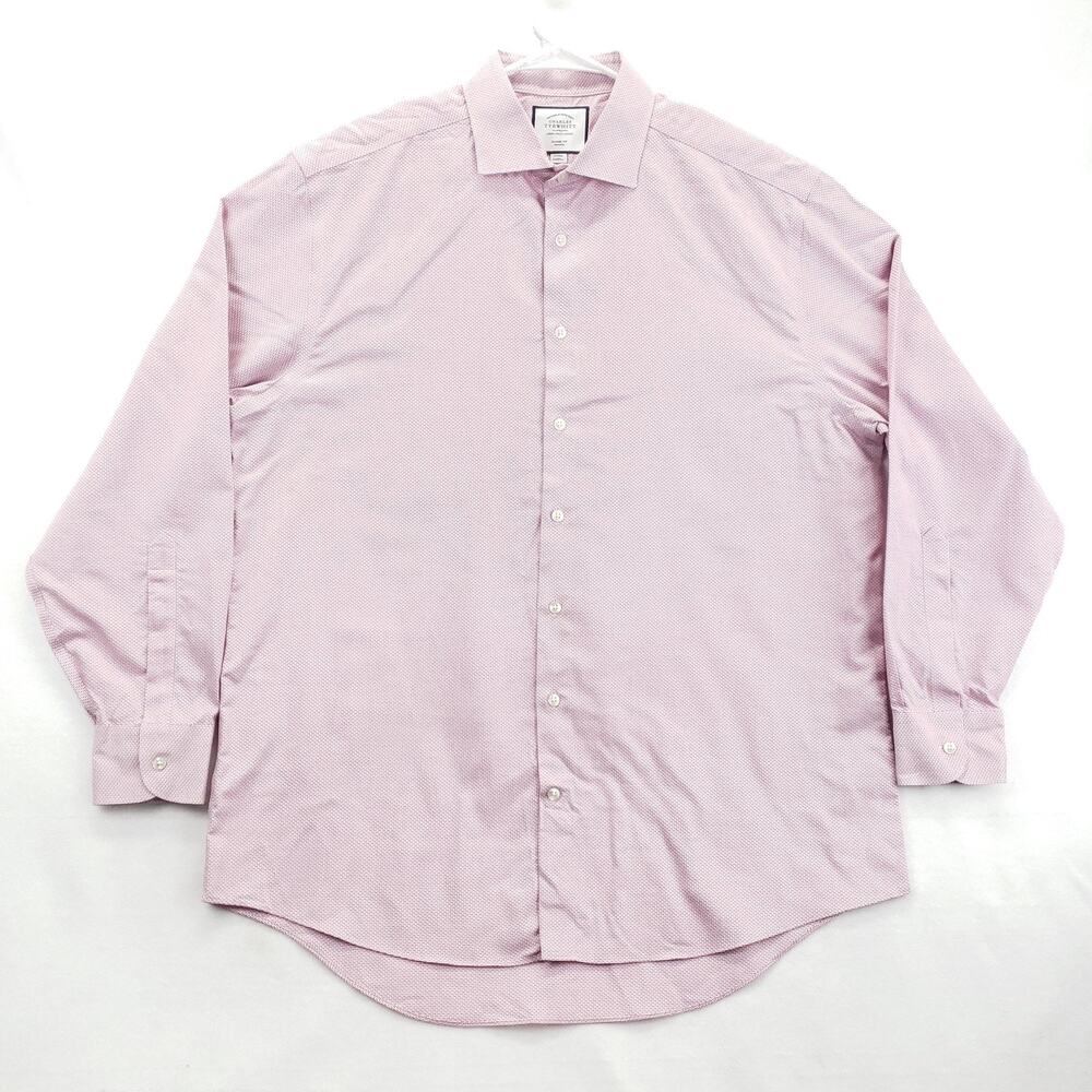 Charles Tyrwhitt Dress Shirt Mens 17 Pink Classic Fit Non Iron Button Up